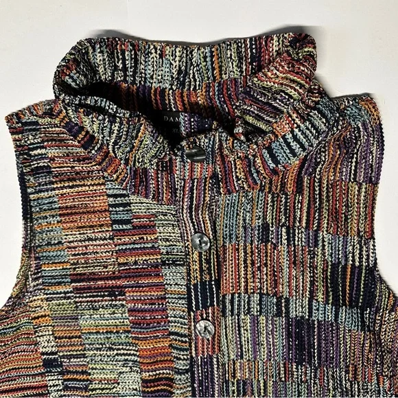 Damee Artsy Patchwork Sleeveless Button-up Tunic with Wire Collar Lagenlook XL - Picture 6 of 15